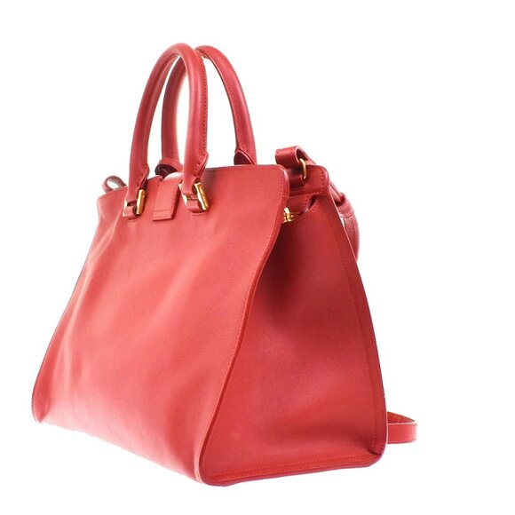 SAINT LAURENT YSL Logo Cabas 2 Way Hand Bag Leather Red GHW Italy 29KB315 - Picture 14 of 16